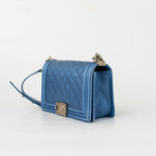 Chanel Blue Perforated Quilted Leather Small Boy Flap Bag