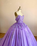 Unique A-line Prom Dress Fashion Formal DressPruple Ball Gown With Appliques C2443