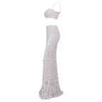 White Two Pieces Mermaid Wedding Dress Sexy Beach Wedding Dress Y1386