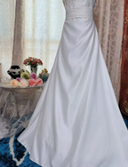 Elegant Strapless Satin Mermaid White Long Wedding Dress Bridal Dress SP1953