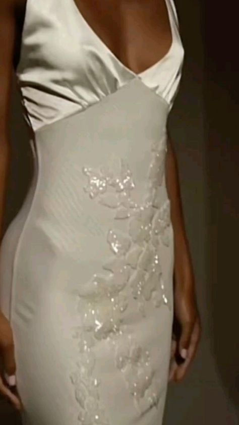 Pretty Ivory V Neck Satin Sequin Mermaid Party Dress Long Prom Gown