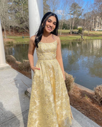 Beautiful Yellow A-line Long Formal Gown, Party Prom Dress cc1103