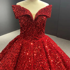 Royal blue sequin prom ball gown sweet 16 dress off the shoulder princess Quince dress  c2767