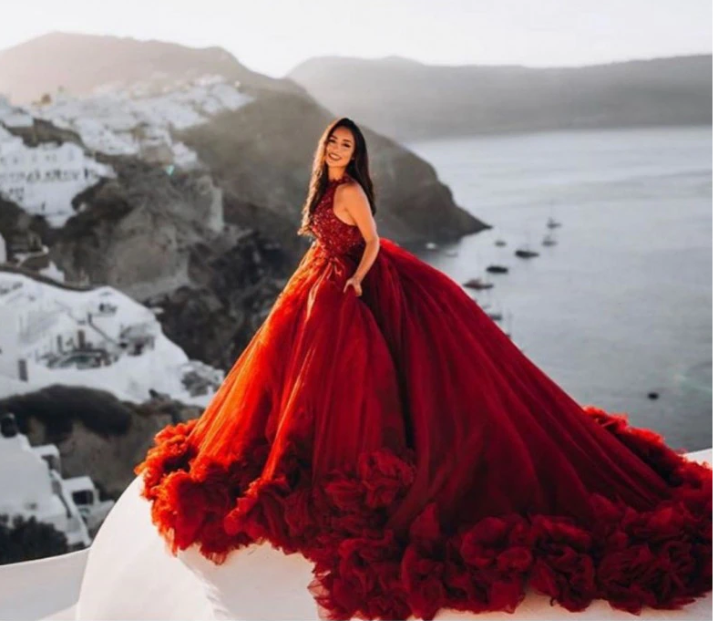 Luxury Burgundy Ball Gown Quinceanera Dress Crysatl Beaded Sweet 16 Dress Long Formal Prom Gowns  c3094