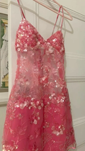 Pretty Spaghetti Straps Pink Sequin Short Birthday Outfits Formal Graduation Homecoming Dress Y9311