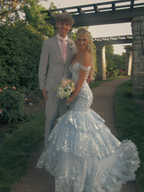 Charming Off The Shoulder Blue Tulle Lace Appliques Layered Mermaid Party Dress Long Evening Gown