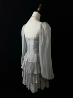Cute Silver Gray Tulle Bow A Line Layered Short Party Dress Homecoming Dress Y8651