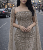 Gorgeous Strapless Gray Tulle Beaded Mermaid Long Party Dress Prom Gown SP1348