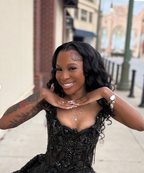 Gorgeous Black Tulle Sequin A Line Short Prom Dress Formal Homecoming Dress Birthday Outfits Y9647