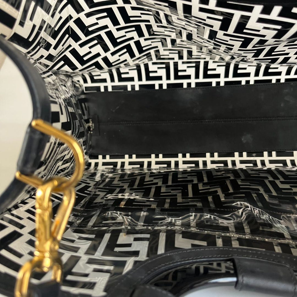 Fendi Black/Clear FF PVC and Leather Large Tote with strap