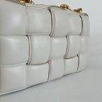 Bottega Veneta White Leather Chain Cassette Top Handle Bag
