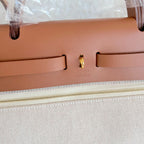 Hermès Herbag Zip 31 Bag In Retourne Viking Canvas With Gold Hardware Ecru-Beige-Fauve