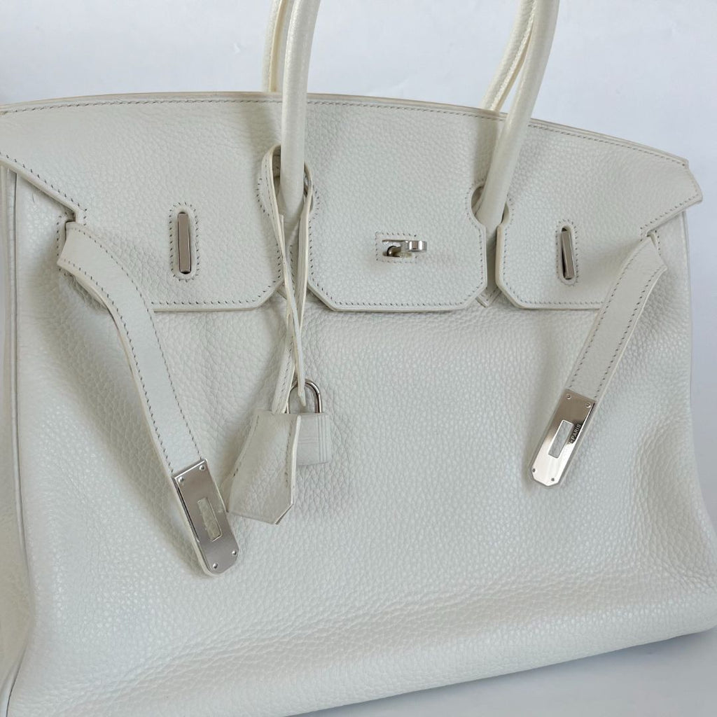 Hermès white Togo leather Birkin 35 bag