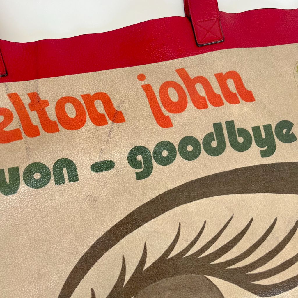 Gucci Elton John Tote "Levon Goodbye" Vinyl EP Cover (With Pouch) Maxi Hibiscus Red
