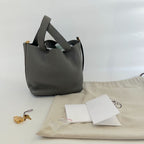Hermes Picotin 22 Gris Meyer Bag with gold hardware