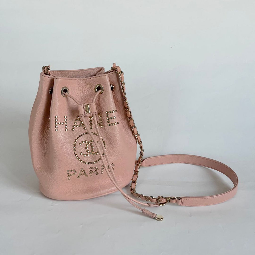 Chanel Pink Chanel Deauville Drawstring Bucket Bag
