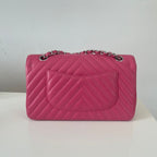Chanel Caviar Leather chevron Pink Double Flap Bag