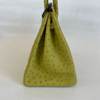 Hermes Ostrich Light Green Gold Hardware Birkin 35 Bag