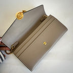 Fendi Grey Leather Continental With Chain