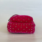 Valentino Hot Pink Spike Mini Velvet Backpack