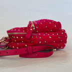 Valentino Hot Pink Spike Mini Velvet Backpack