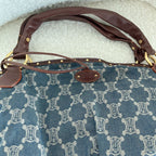 Celine Blue Macadam Denim and Leather Hobo