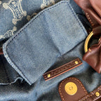 Celine Blue Macadam Denim and Leather Hobo