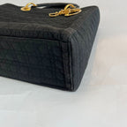 Dior Black Canvas Vintage Lady Dior Tote bag with Gold Hardware