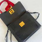 Valentino Black/ Red Leather VRing Flap Shoulder Bag