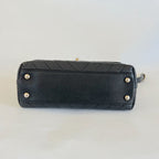 Chanel Coco Handle Black Chevron Mini Bag