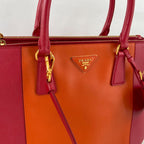 Prada bicolor saffiano leather tote bag with crossbody strap