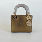 Dior Mini Lady Lizard Print Chain Shoulder Bag Metallic Gold