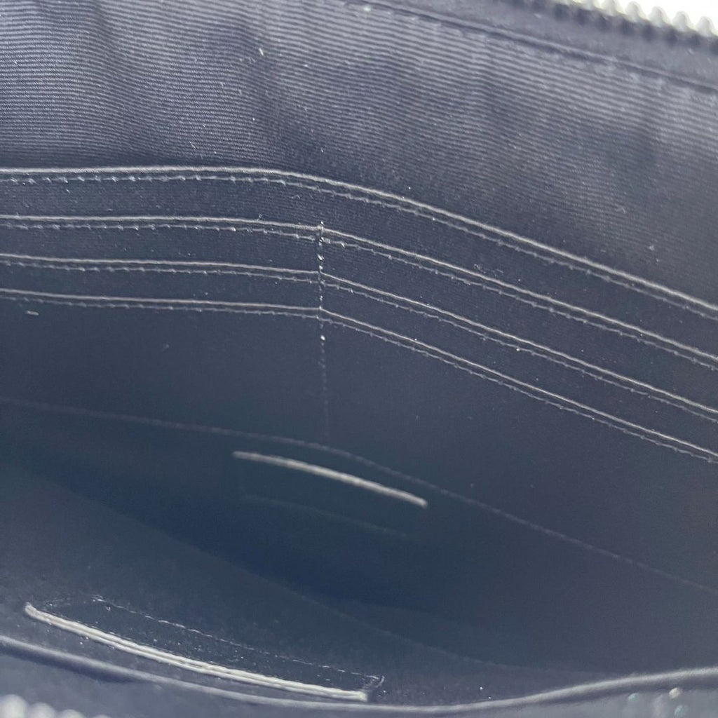 Saint Laurent Black Leather Zip Pouch