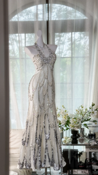 Classy Halter Chiffon Sequin Beaded Mermaid Evening Dress Long Prom Gown