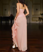 Modest Pink Long Prom Dress,Pink Formal Gown Y2370