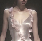 Pink V Neck 3D Flowers Sexy Long Prom Dress,High Slit Evening Party Dress Y8493