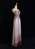 Pretty Ombre Purple Chiffon Beaded Long Evening Dress Formal Birthday Prom Dresses SP1438