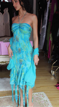 Unique Halter Chiffon Print Sequins Mid Prom Evening Dress Y8345