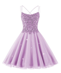 Sparkly Tulle Homecoming Dress Short for Teens Lace Beaded Cocktail Dress for Juniors,Y2424