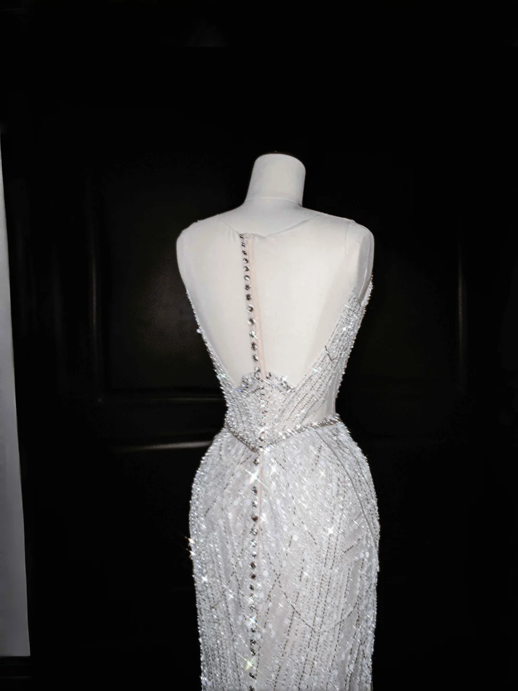 Glitter White Tulle Beaded Mermaid Prom Dress Long Evening Dress Wedding Dress Y8666