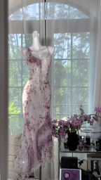 Pretty Chiffon Printed Floral Ruffle Mermaid Prom Dress Evening Gown SP664
