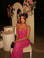 Sparkly Pink Halter Sequin Long Party Dress Formal Birthday Prom Dress SP1316