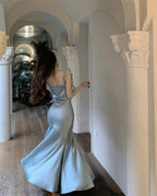 Dress satin 2025 ruffled holiday fishtail pure desire banquet sling long dress R1446
