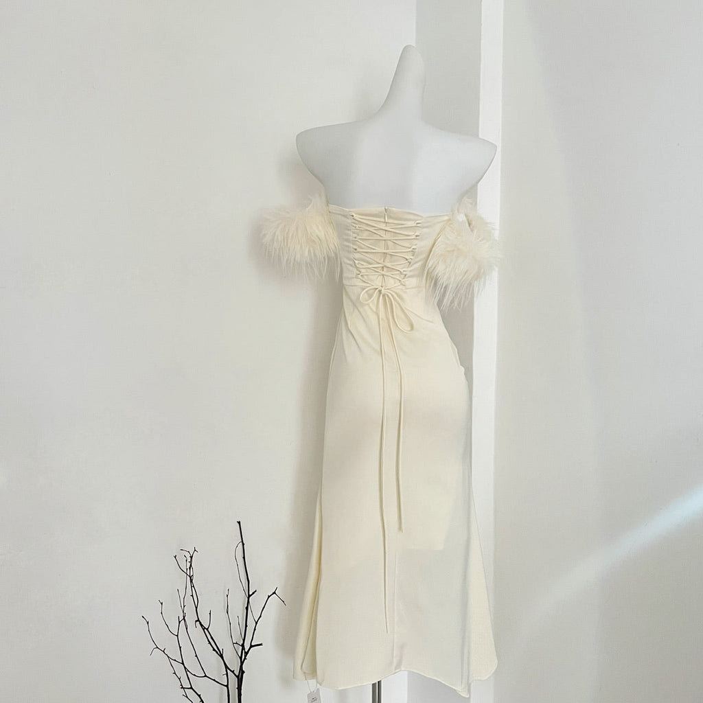 White one-shoulder dress 2025 new style figure-hugging dress R2031