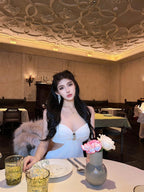 Seaside holiday fairy dress sexy heavy pleated dress white dress pleated long skirt R1601