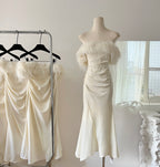 White one-shoulder dress 2025 new style figure-hugging dress R2031