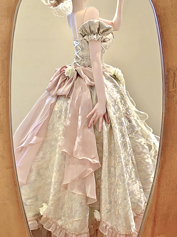 Pink lolita wedding birthday adult dress elegant and gorgeous puffy princess dress R1686