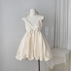Halter neck dress 2025 summer backless bow princess dress pure desire flower bud dress R2179
