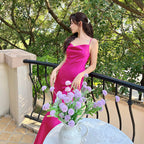 Swing collar suspender dress French silk satin dress sexy 2025 new high-end inner wear R0991