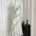 Summer pure desire style niche design suspender long dress R2173